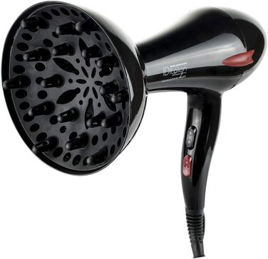 Професійний фен для волосся ID Italian Design з насадкою для укладки, 3 температурні та 2 режими швидкості, 2200W (темно-сірий)