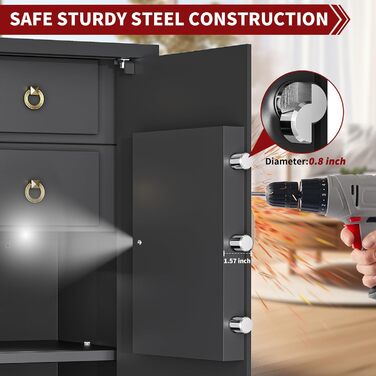 KABISAFE 45L Сейф для дому з електронним замком та ключем, 80L (подвійний ящик)