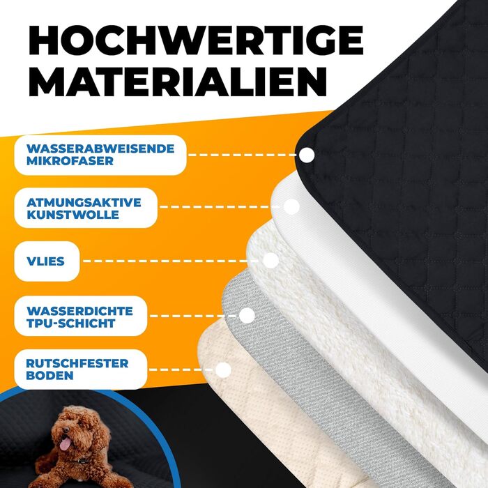 Водонепроникний килимок для собак SympaTierisch - захист дивану та ліжка - антиковзаюча підстилка для собак, великих розмірів, придатний для прання - Чорний, 205 x 160 см