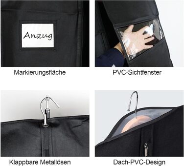 Набір чохлів для одягу BOMEI PACK (6 шт), пилозахисні breathable сумки для костюмів, піджаків та суконь (3 шт 60x100 см + 3 шт 60x120 см)