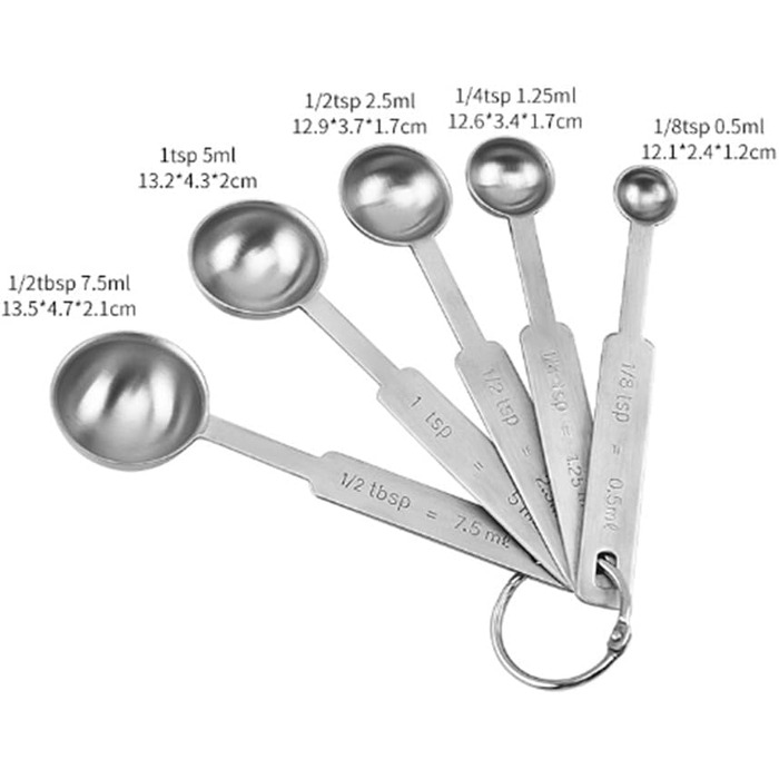 Measuring spoon, square handle, measuring cup, measuring spoon, kitchen for cooking (silver)