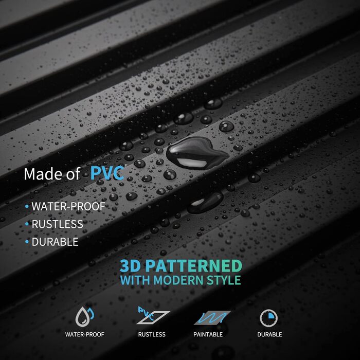 3D Панелі для стін Art3d: чорні, PVC, 12 шт., 50x50 см, 3 м²