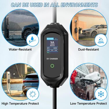 Кабель зарядки електромобіля Schuko 3.6kW, 6м, регулювання струму 6/8/10/13/16A, з сумкою, IEC 62196-2