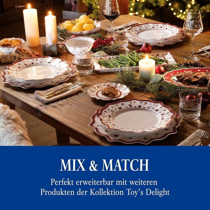Преміальна прямокутна сервірувальна тарілка Villeroy & Boch Toy's Delight для кексу, штолена та різдвяних солодощів, порцеляна, новорічний декор