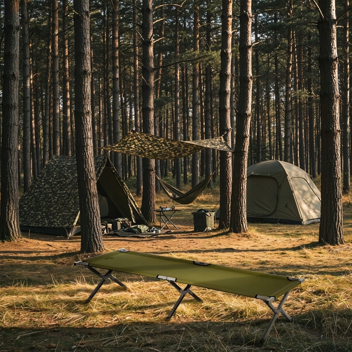Польове ліжко Nils Camp, 200 x 60 см, зелене