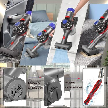 Електрична насадка для миття підлоги Dyson V15, V11, V10, V8, V7 - з баком та 6 змінними мікрофібрами (міні-щітка)