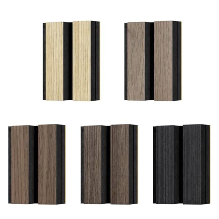 Акустичні настінні панелі JAMELO з шпоном дерева, самоклеючі 3D панелі для стін, стелі та дверей, колір горіх, 10 шт (30 x 15 x 1.2 см)