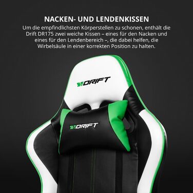 Геймерське крісло Drift DR175PINK: Професійне, чорно-рожеве, екошкіра, регульовані підлокітники, клас 4