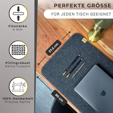 Підкладка на стіл Kontor28® з фетру 80x37.5 см, антрацит - Made in Germany