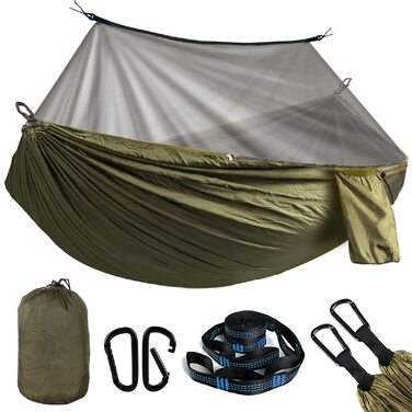 Гамак з москітною сіткою та тентом 300 кг, кемпінговий гамак-намет, ремені для кріплення, набір для біваку, ультралегкий 275x140 см
