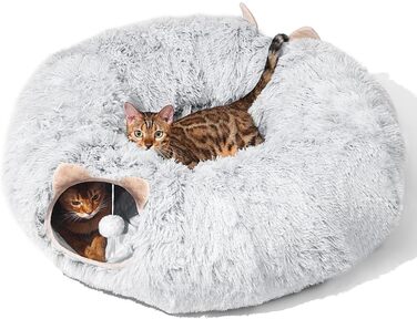 LUKITO Cat Tunnel, Cat Toy for Indoor Cats, Soft Cat Bed, Large Cat Tunnel with Two Entrances Cat Cave, Suitable for Cat