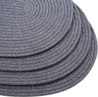 Fanquare Oval Woven Placemats Set of 6 Dark Grey Cotton Rope Braided Placemats Heat Resistant Washable Non-Slip Table Mats for Kitchen Dining Table, Home Decoration 30x40cm