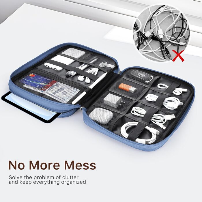 Органайзер для гаджетів Dadanism: чохол-сумка для планшетів 9-11'', кабелів, зарядних пристроїв та Powerbank (блакитний)