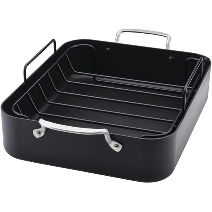Пательня-гриль KitchenAid з виливом, 29 см, антипригарна, чорна - ідеальна для смаження м'яса та овочів