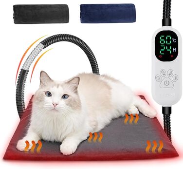 Кімоно для собак, теплий килимок для собак та котів 45x70 см, регулювання температури 30-60°C, таймер 14 годин, захист від укусів, знімні чохли, електричний