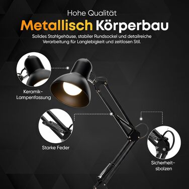 Настільна лампа GOODS+GADGETS® чорна, 55 см, ретро-лампа архітектора
