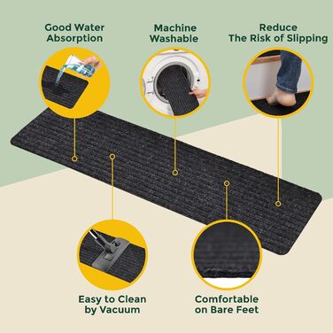 Набір килимків на сходи MBIGM, 15 шт., 20x65 см, самоклеючі, чорні. Безпечні килимки на сходи для дітей, літніх людей та домашніх тварин