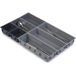 Joseph Joseph Blox Kitchen Utensil, Stationery, Tool, Modular Drawer Organizer Set, Grey (7-piece)