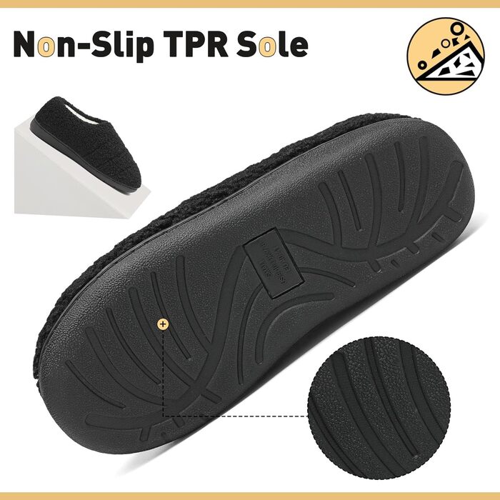 Тапочки халатні Mishansha зимові, унісекс, з піною Memory Foam, хардсоул, 36-47, білі (чорні Onyx, 38/39 EU)