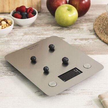 Кухонні ваги CookControl 10000 з підключенням до програми, з нержавіючої сталі, з вагою від 1 грама до 5 кілограмів, LCD-дисплей, ультратонкий дизайн, покриття проти відбитків пальців, керуюча програма до 5 кг