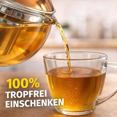 Скляний чайник Teekanne 1,5л з ситом із нержавіючої сталі та кришкою під мідь, заварник із боросилікатного скла для листового чаю