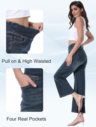 Джинси жіночі Daen Baggy, висока талія, еластичні, укорочені прямі, 7/8, колір індиго (XL)