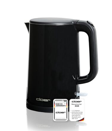 Електричний чайник Cloer 4320, 1.5л, 1500Вт, нержавіюча сталь, чорний