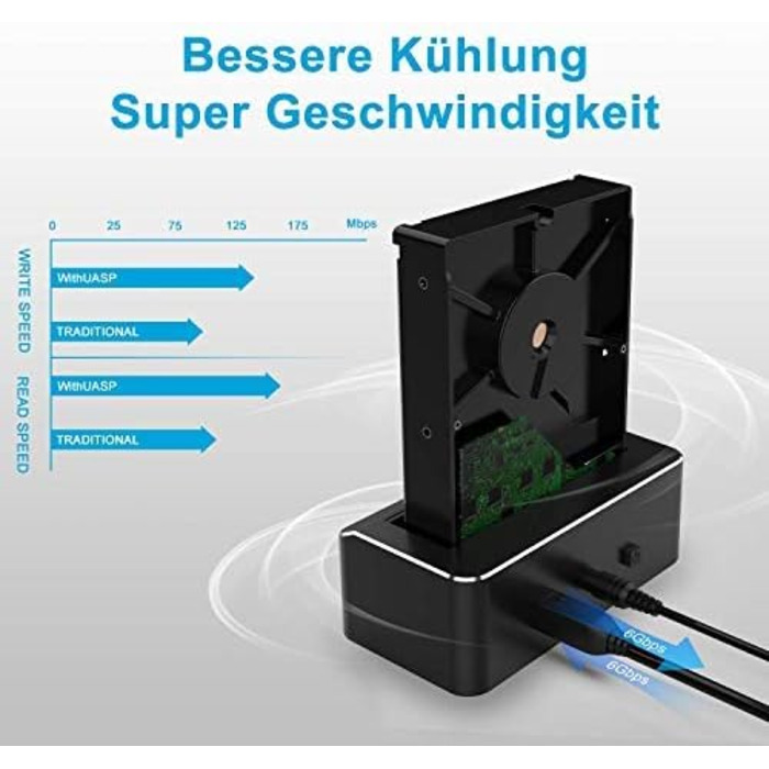 Док-станція для жорстких дисків RSHTECH з двома відсіками, USB 3.0, алюміній, підтримка 2.5/3.5