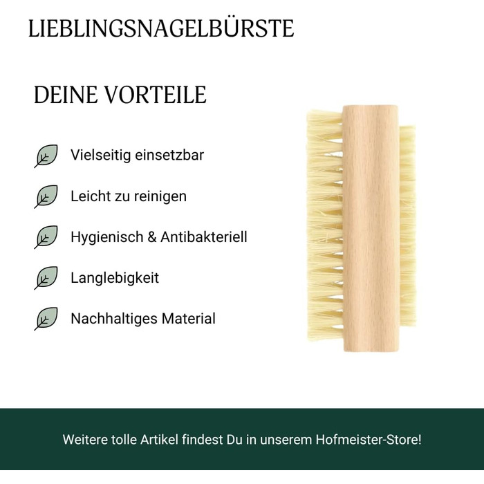 HOFMEISTER® Bath Brush with soft natural bristles, made of pear wood, 44 cm length, Made in Germany (Nail brush, 10)