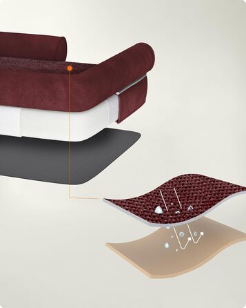 Feandrea Orthopedic Dog Bed, Dog Cushion, Dog Basket, Soft Padding, Dog Sofa, Raised Edges, Removable and Washable Cover, 91 x 71 x 20 cm, Non-Slip Bottom, PGW076G01 (L 120 x W 85 x H 20 cm, Berry Red)