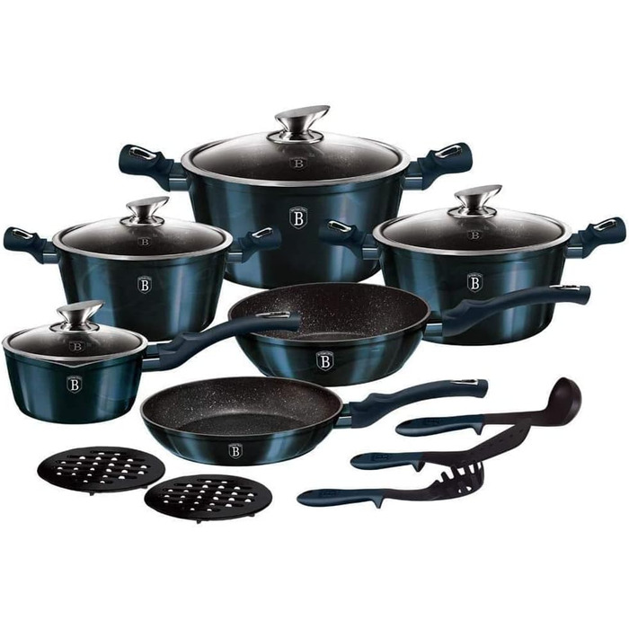 Набір посуду Berlinger Haus 15 предметів, металік, рожеве золото (Aquamarin)