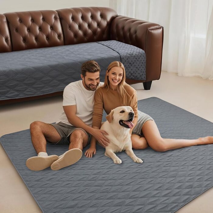 Водонепроникний килимок для собак Luciphia з антиковзким покриттям, 76 x 178 см (Сірий, 208 x 208 см)