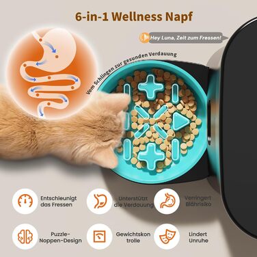 Автоматичний годівниця для котів HoneyGuardian з Wi-Fi та 2/4 мисками, 5G, чорний