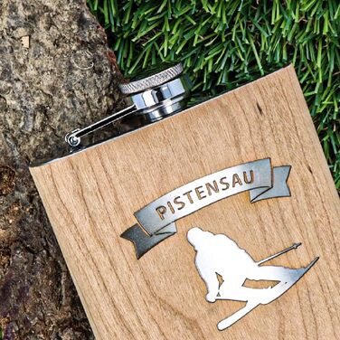 Фляга з нержавіючої сталі з гравіюванням 'Пістензау' - Оригінальний подарунок для любителів лиж та сноуборду | Ідеально для афтескі та зимових пригод