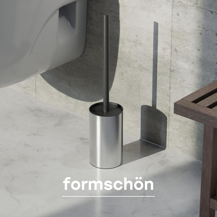 Торцева щітка для унітазу SAVEGA з нержавіючої сталі та захистом від бризок - сучасний дизайн, сріблястий колір