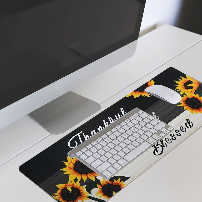 Мат для миші Sakura XL, чорний з квітковим малюнком, 80 x 30 см, аксесуар для столу