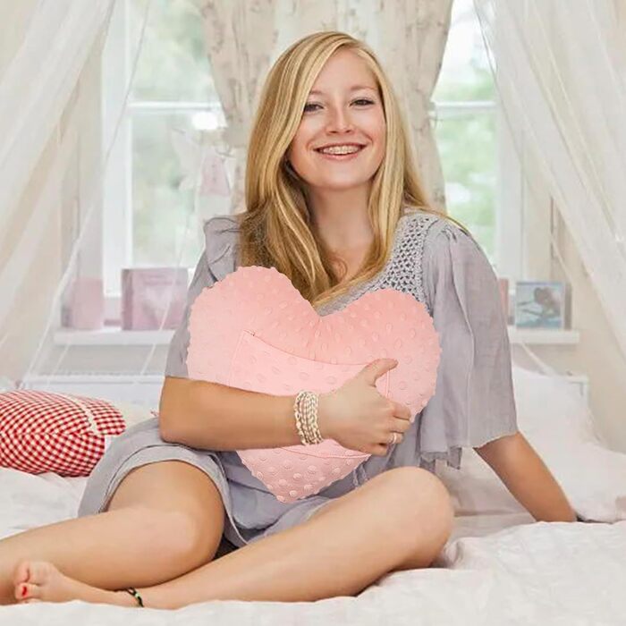 LYMOI Heart Surgery Pillow for Open Heart Surgery, Post-Heart Surgery Heart Pillow, Chest Pillow After Heart Surgery with Pocket, Heart Surgery Recovery Gifts for Patients Minky Dot (Pink)