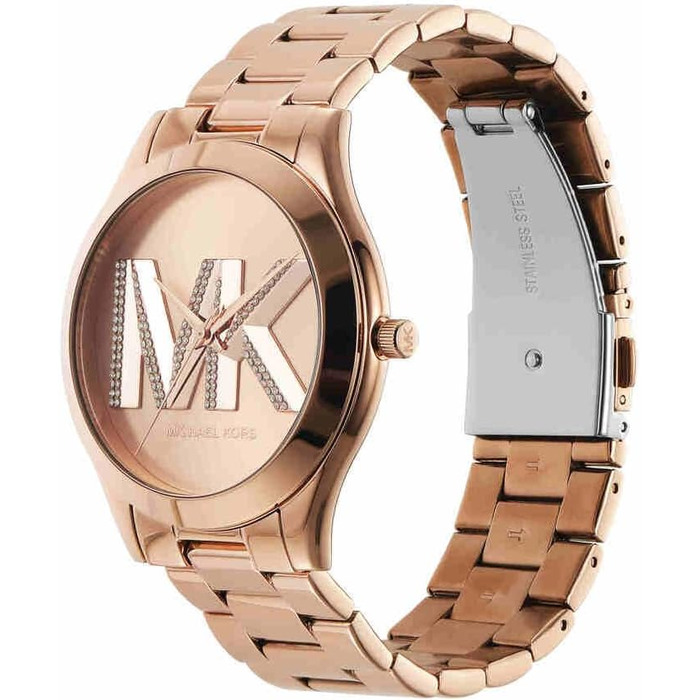 Жіночий годинник Michael Kors Slim Runway 42мм, кварцовий механізм, сталевий браслет, колір рожеве золото