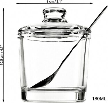 2-piece classic clear glass sugar bowl set with lid, serving spoon, salt shaker, pepper container, spice jar, dispenser, container, sugar bowl, spice racks, holder for home, kitchen