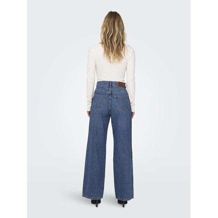 Джинси жіночі Only Hope з широкими штанинами, висока талія, середній блакитний денім, розмір 28W/30L