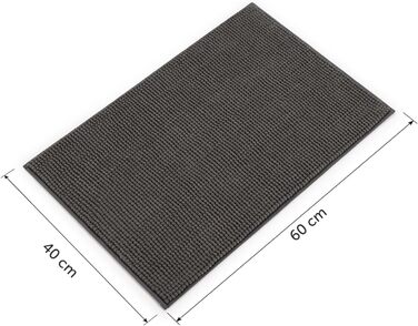 Килимок для ванної кімнати Blumtal Chenille 40x60 см - сертифікований Oeko-TEX, неслизький, миючий, сірий (темно-сірий)