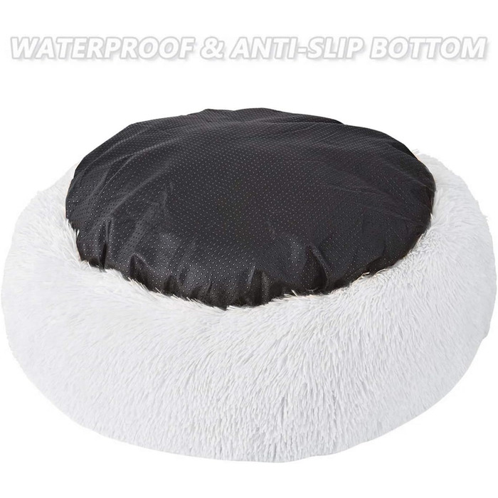 М'яке кругле ліжко для котів та собак, 70см, біле. Ліжко-пончик для домашніх тварин, легко миється. Підходить для котів та собак середніх розмірів.