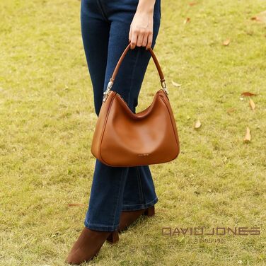 Сумка жіноча David Jones Hobo бежевого кольору, середнього розміру, з м'якої PU шкіри, через плече, шопер, довгі ручки, класична повсякденна сумка