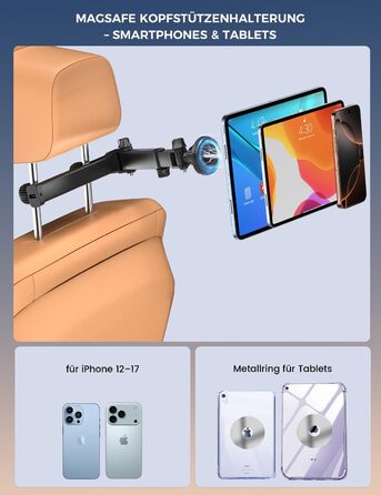 Автотримач для планшета OHLPRO: магнітний, регульований (48см), універсальний для iPad, смартфонів, Switch. З металевими кільцями