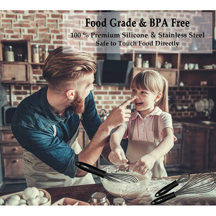 Віночок кухонний Walfos силіконовий (21 см + 23 см + 28 см) чорний - для збивання та перемішування