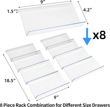 Організатор для спецій MIUKAA, 4 яруси, 2 шт., розширюваний 33-66 см, вставка для ящика, органайзер спецій (скляні банки не входять до комплекту)