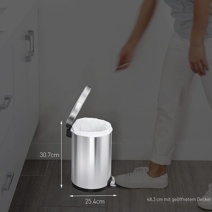 Сміттєвий відер з педаллю simplehuman CW1853CB, 4.5 л, круглий, сталевий, білий — для ванної кімнати, офісу та спальні