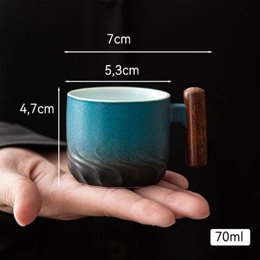 ERBO Набір з 4 чашок еспресо 70 мл, преміум-якість, кераміка, чорний колір. Чашки для еспресо, мокко, чаю та кави