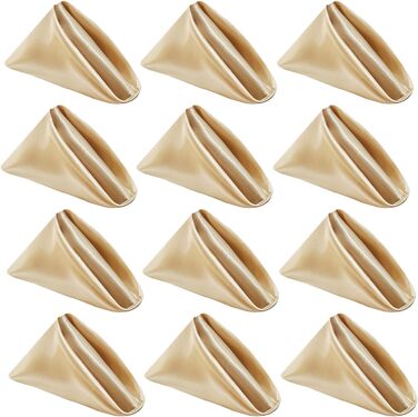 Kalopro 12-Piece Gold Cloth Napkins, Satin Gold Table Napkins, 20x20 inches (50.8x50.8 cm), Washable, Polyester, Reusable Napkins, Fabric for Wedding, Party, Christmas, Table Decoration (Gold)