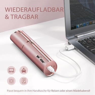 Епілятор для обличчя Rosenblüte для жінок, безболісний, акумуляторний, з 2 змінними головками